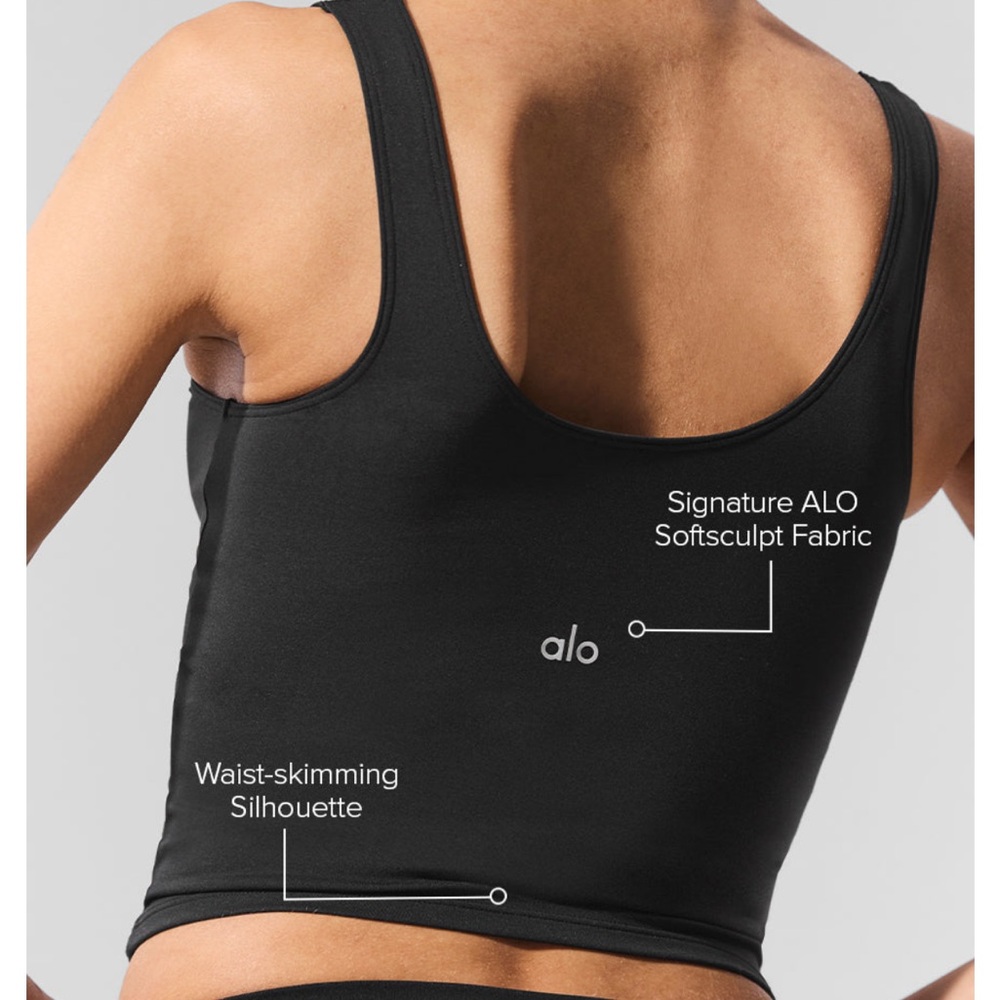 Alo Yoga Soft Sculpt Precision Tank Top Black Stretchy Soft Women’s Small NWT - Picture 4 of 4